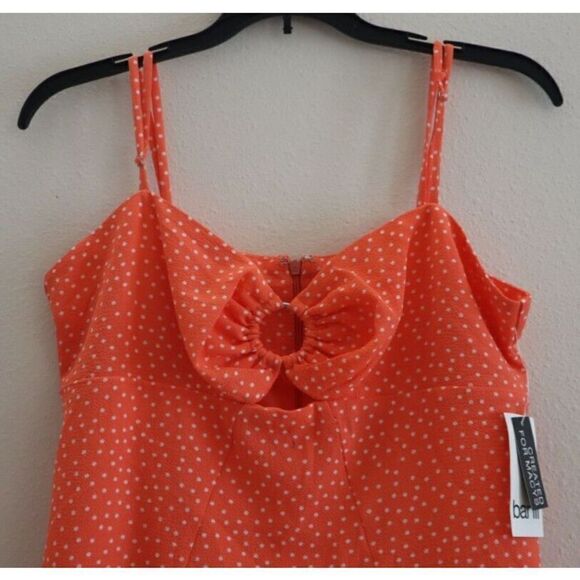 Bar III 10835396 Womens Sz S Coral Fusion Polka Dot O-Ring Cutout Mini Dress $99 - Picture 7 of 10